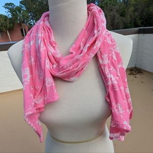 Skull & Crossbones Pirate Scarf, Pink & White